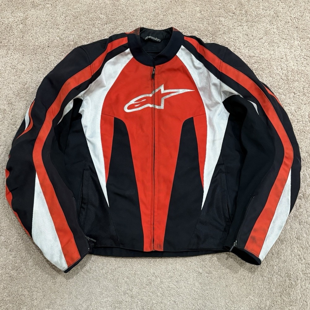 Alpinestars T Stunt Air Motorcycle Jacket Size Large Red Black Grey Armored Ride